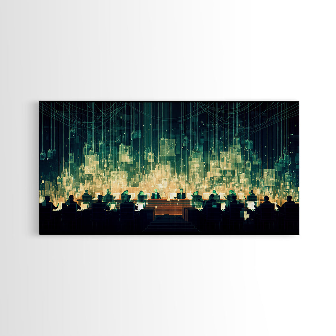 Futuristic Digital City Control Room Wall Art, Modern Canvas Art, Afrofuturism Decor, Tech Office Art, Statement Decor