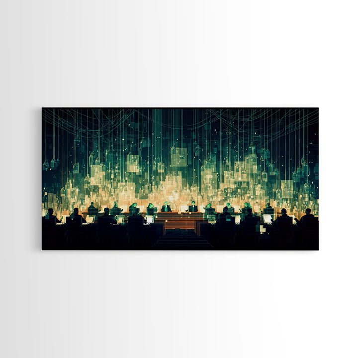 Futuristic Digital City Control Room Wall Art, Modern Canvas Art, Afrofuturism Decor, Tech Office Art, Statement Decor