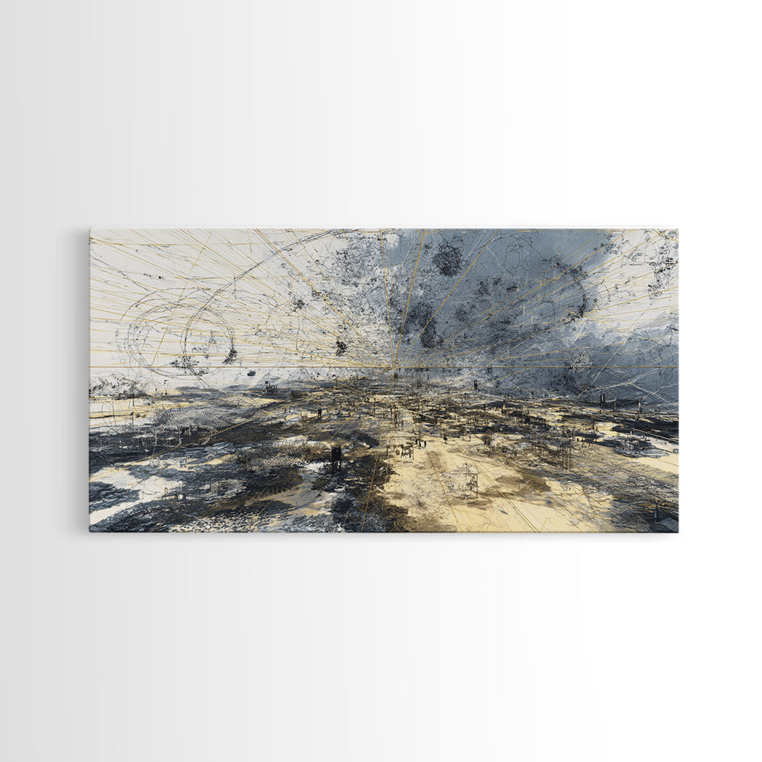 Storm Over African Landscape Wall Art, Abstract Canvas Print, Earth Tone Modern Art, Large Statement Living Room Office Decor