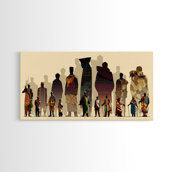 Tall African Fashion Silhouettes Wall Art, Ankara Textile Patterns, Cultural Portrait Canvas Decor, Afrocentric Home Decor