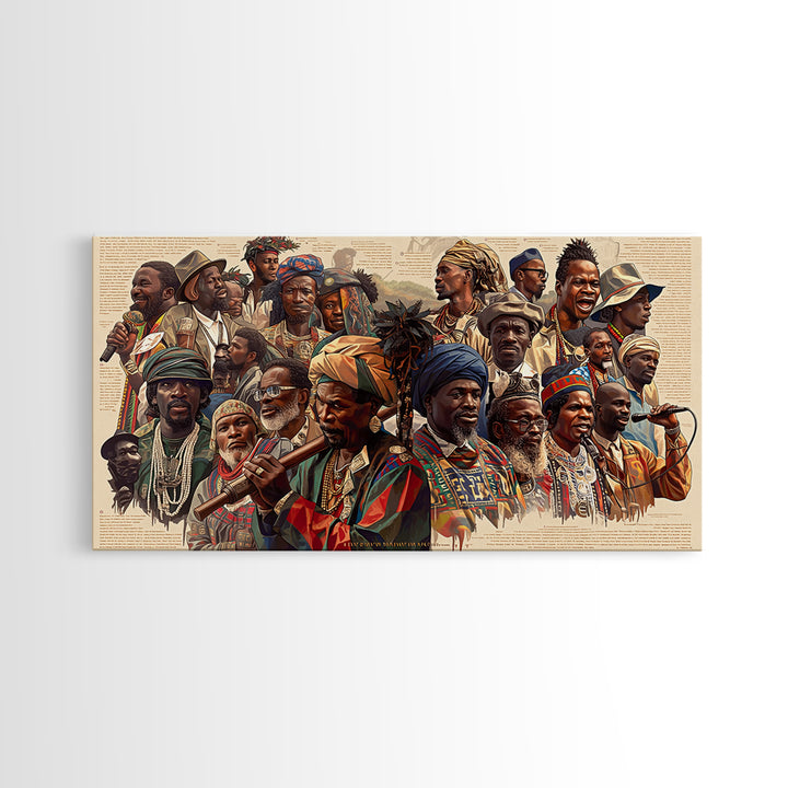 Vibrant African Elders And Musicians Canvas Print, Afrocentric Portrait Wall Decor, African Culture Art, Black Art Gift For Her