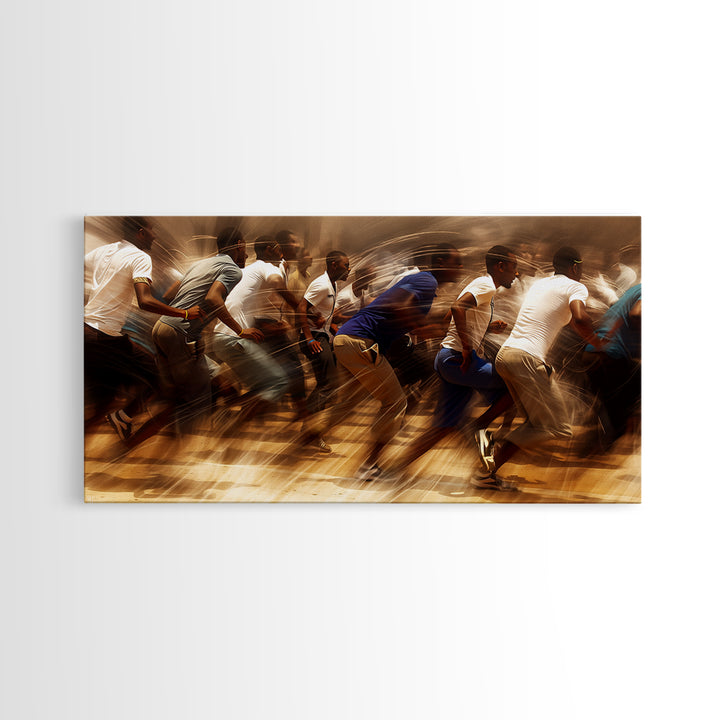 Urban African Runners In Motion Wall Art, Dynamic Black Culture Canvas Print For Gym Decor, Office Decor, And Modern Home Decor