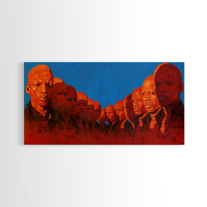 Bold Red African Warrior Portraits Wall Art, Afrocentric Canvas Print For Black Culture Decor, Statement Living Room Art