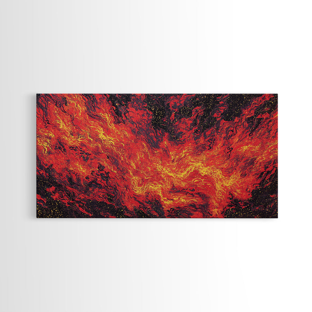 Fiery Red Lava Flow Canvas Print, Abstract Wall Art, Burnt Orange Art, Modern Home Decor, Bold Living Room Painting, Statement Piece
