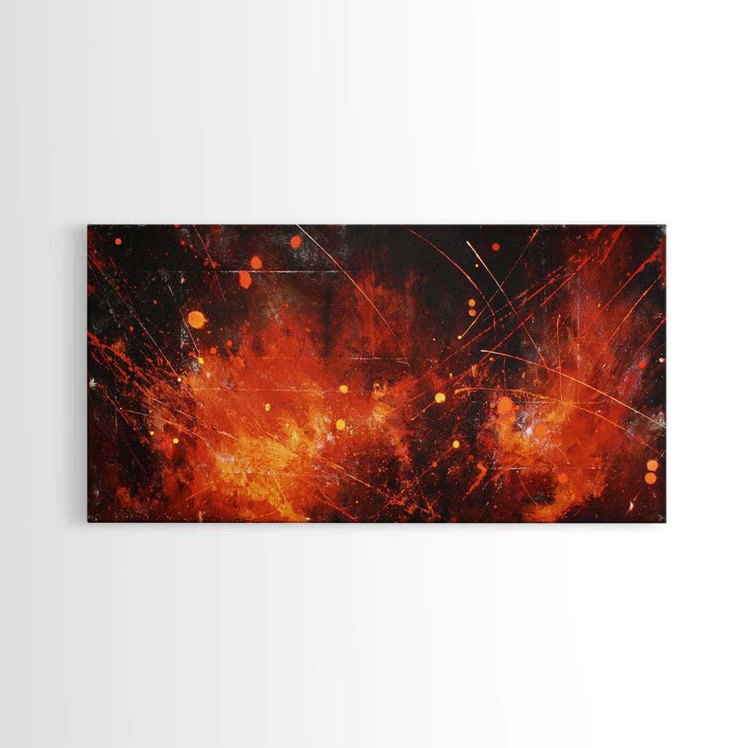 Red Orange Abstract Fire Canvas Print, Modern African Inspired Wall Decor, Bold Contemporary Art, Burnt Orange Living Room Decor