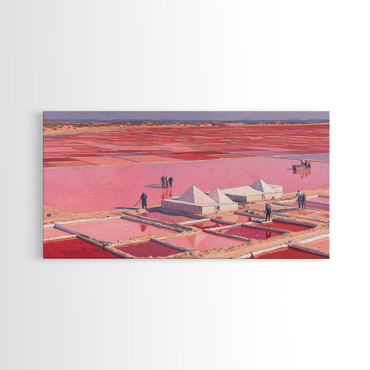 Pink Salt Pans And Desert Canvas Print, African Landscape Art, West Africa Travel Decor, Unique Coastal Wall Decor Home Gift