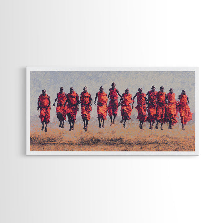 Maasai Warriors In Red Robes Wall Art, African Warrior Art, East African Culture, Tribal Art Print, Safari Decor Gift For Him