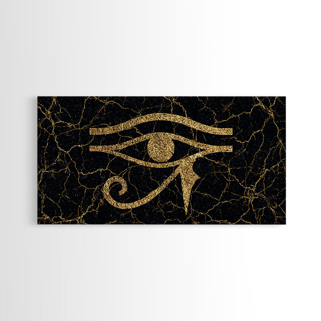 Gold Eye Of Horus Wall Art, African Egyptian Art, Ancient African Art, Black And Gold Design, Mystical Spiritual Decor Gift