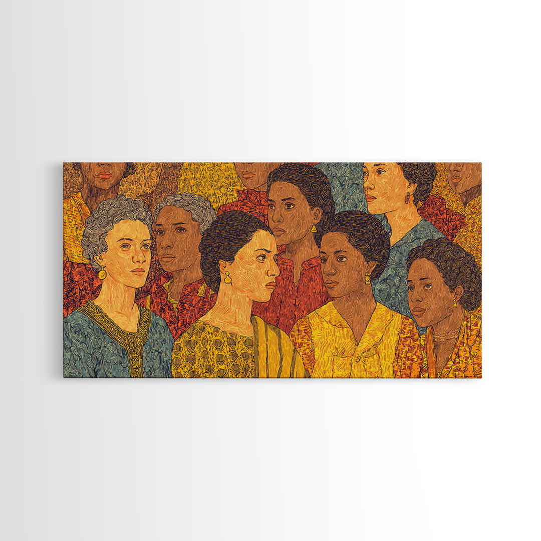 Vibrant African Women Portrait Canvas Print, Black Women Art, African American Art, Cultural Home Decor, Gift For Her Wall Art