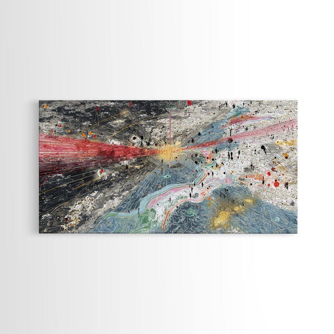 Red Blue Abstract Energy Flow Map Canvas Print, African Art Abstract, Modern Wall Decor, Bold Contemporary Office Decor Gift