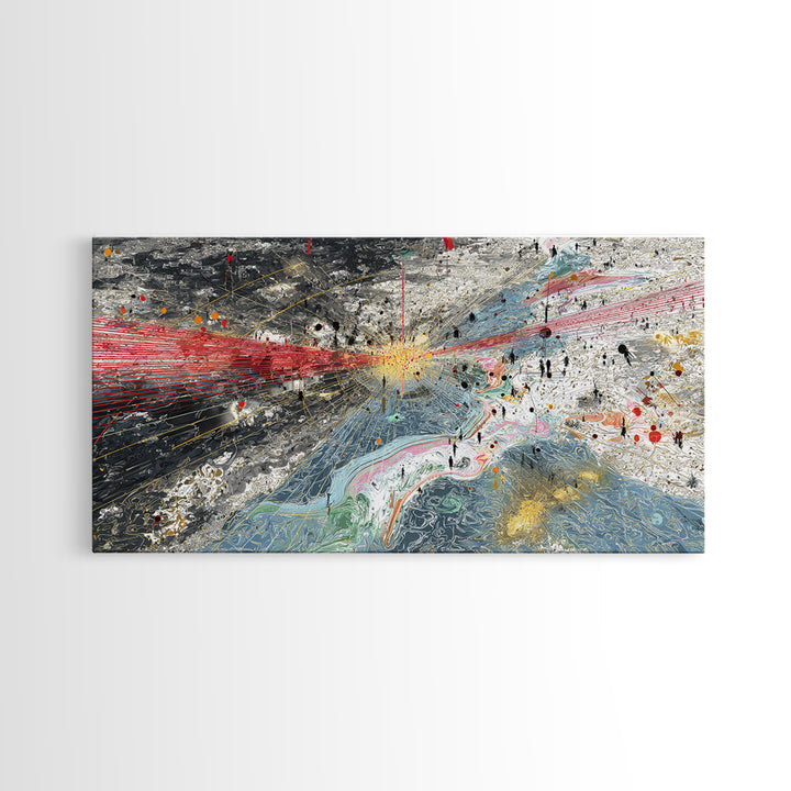 Red Blue Abstract Energy Flow Map Canvas Print, African Art Abstract, Modern Wall Decor, Bold Contemporary Office Decor Gift