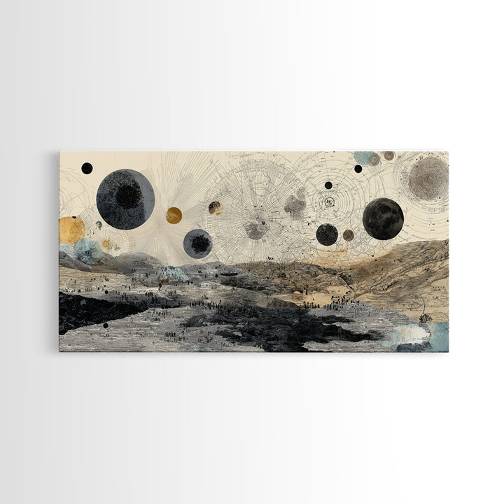 Surreal Planetary Desert Map Landscape Canvas Print, Abstract Wall Art, Dreamy Wall Art, Modern Home Decor, Office Decor