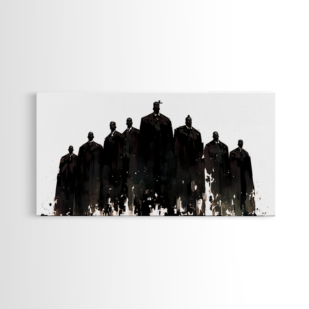 Powerful Black Men Silhouette Wall Art, African American Art, Abstract Portrait Canvas, Black History Gift For Office Decor