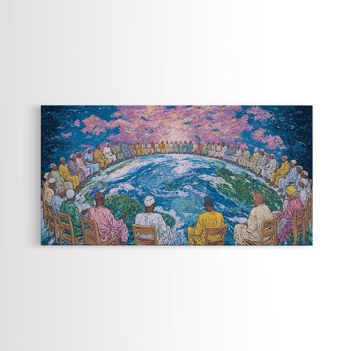 Global Elders Around Earth Wall Art, African American Art, Afrocentric Wall Art, Black History Art, Statement Home Decor