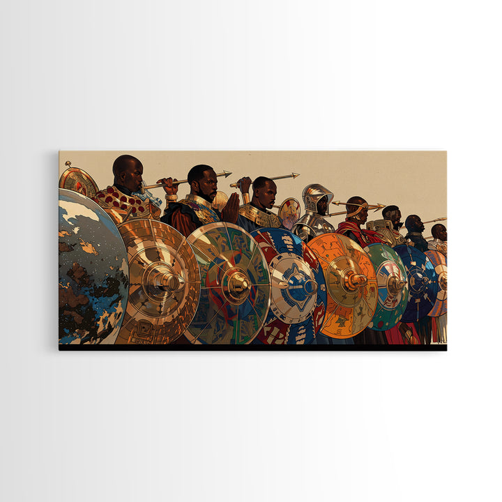 African Warriors With Shields And Spears Wall Art, African Warrior Art, Tribal Art Print, Bold Cultural Home Decor Gift For Him