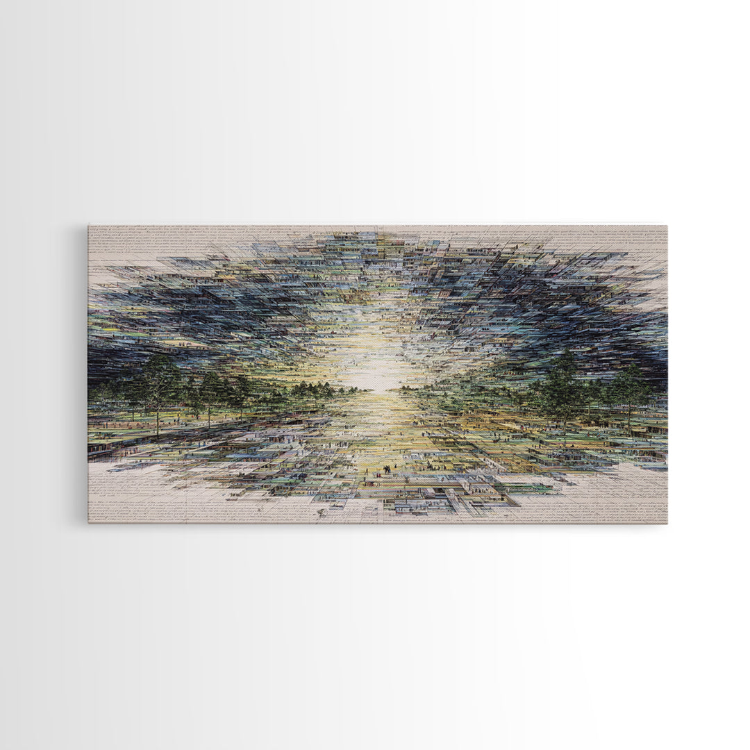 Radiant Abstract African Landscape At Sunrise Wall Art, Earth Tone Decor, Modern Canvas Art, Minimalist Office Art For Living Room