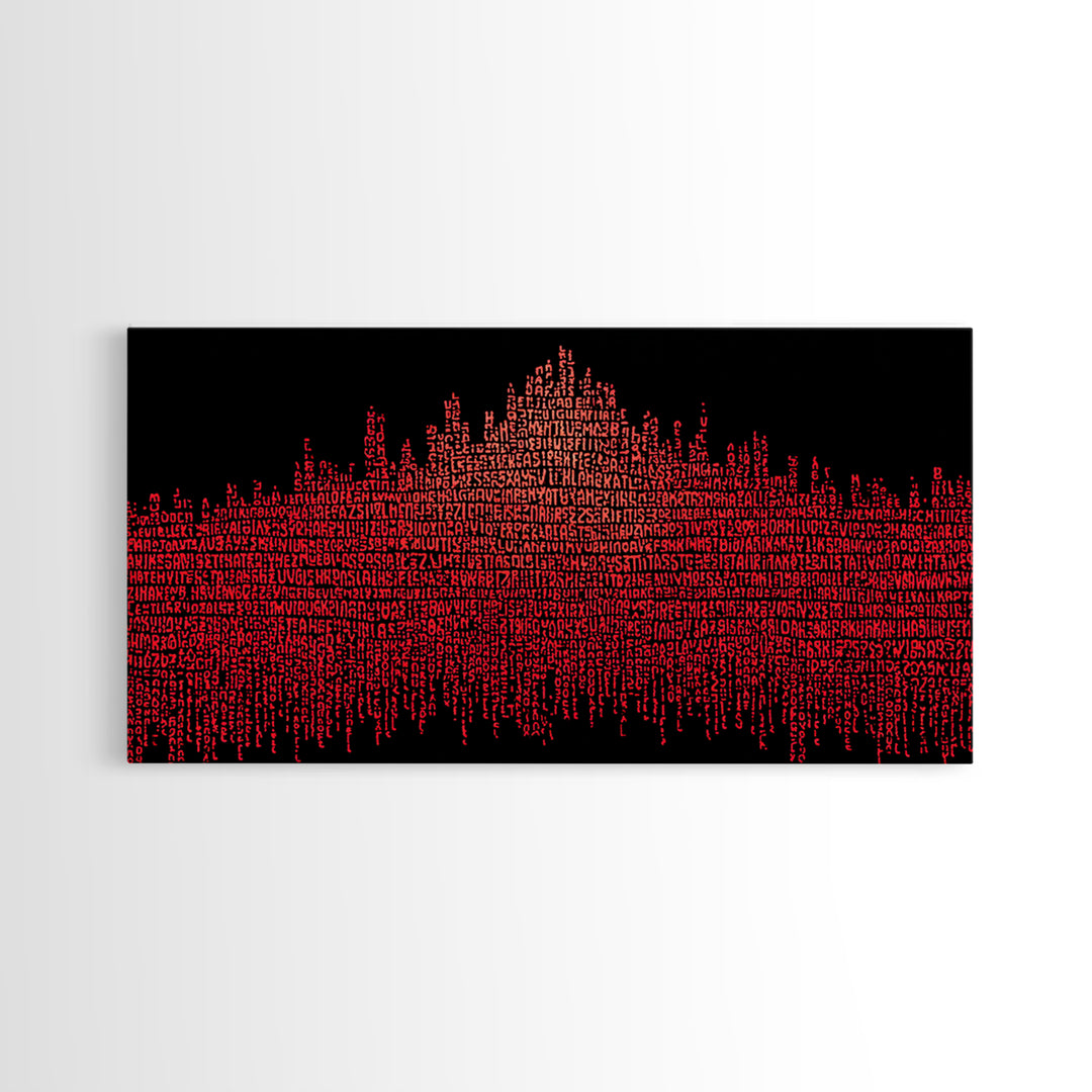Red Typographic African Skyline Canvas Print, Bold Black Art, Afrocentric Wall Decor, Modern Cultural Home Decor Gift Idea