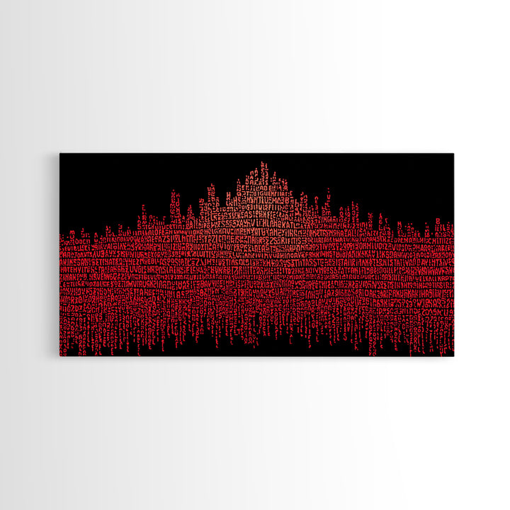 Red Typographic African Skyline Canvas Print, Bold Black Art, Afrocentric Wall Decor, Modern Cultural Home Decor Gift Idea