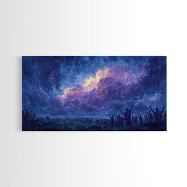 Mystic Purple African Storm Sky With Silhouettes Canvas Print, Spiritual Wall Art, Dreamy Landscape, Afrocentric Decor Gift