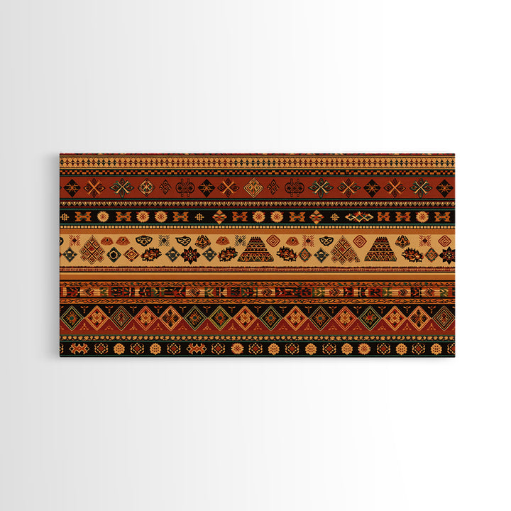 Traditional African Stripe Textile Wall Art, Ankara Pattern Print, Tribal Wall Decor, Warm Cultural Home Decor For Living Room
