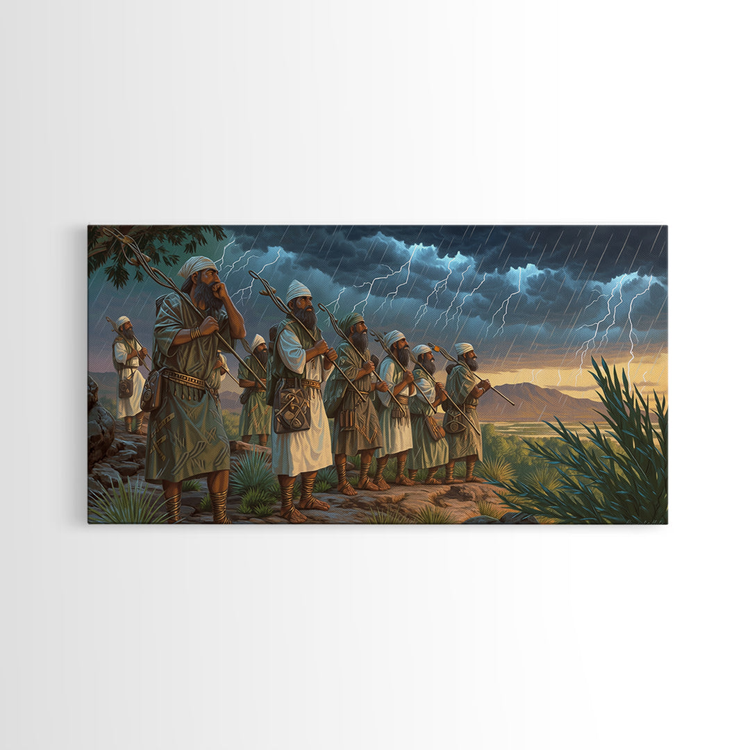 African Warrior Caravan Framed Canvas Print, Dramatic Desert Storm Wall Art, Tribal Culture Decor For Men Gift And Living Room