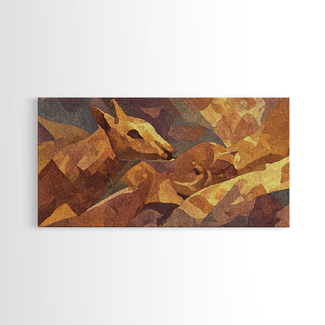 Golden Giraffe Faces In Warm Desert Light Canvas Print African Animal Art, Safari Decor, Boho Earth Tone Wall Decor For Living Room