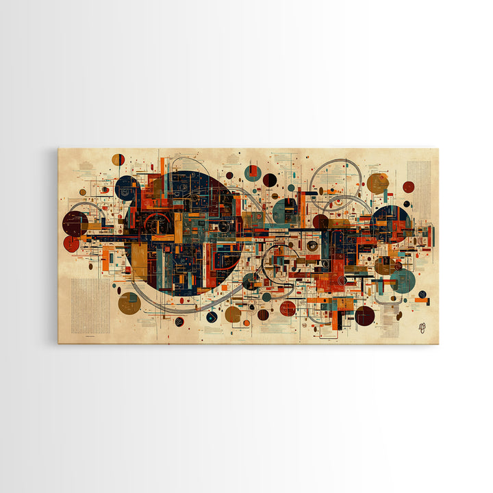 Modern Geometric City Map With Circles And Lines Wall Art African Abstract Art, Mid Century Office Decor, Statement Print