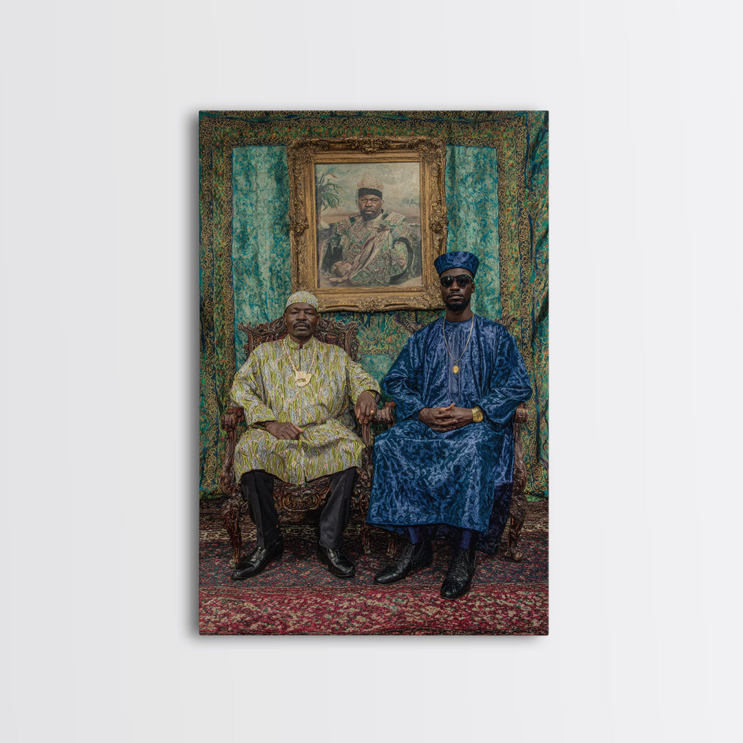Regal African Men In Blue And Gold Robes Wall Art, African American Art, Afrocentric Decor, Black Culture Art Gift For Him