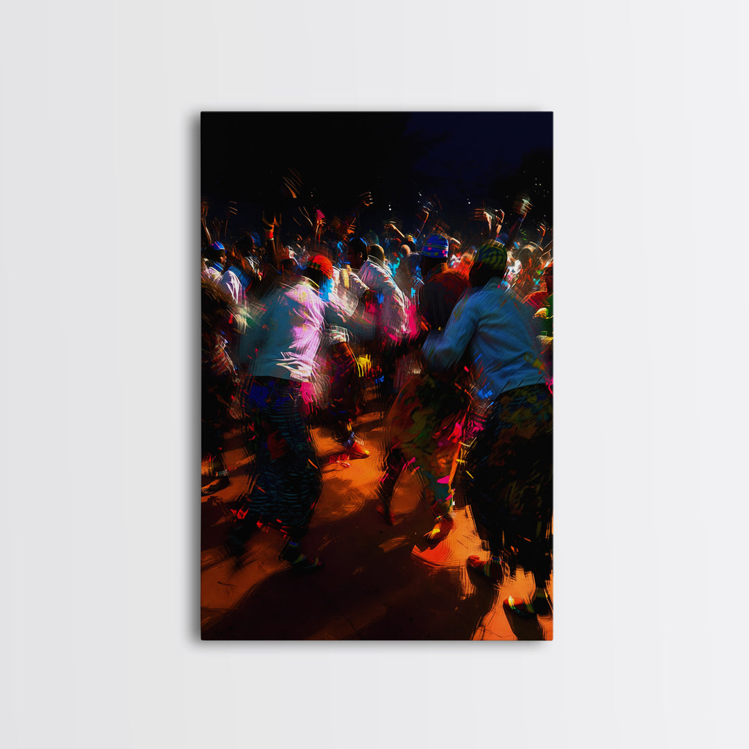 Vibrant Night African Festival Dancers Wall Art, Colorful Celebration Print, Cultural Decor, Afrocentric Statement Piece