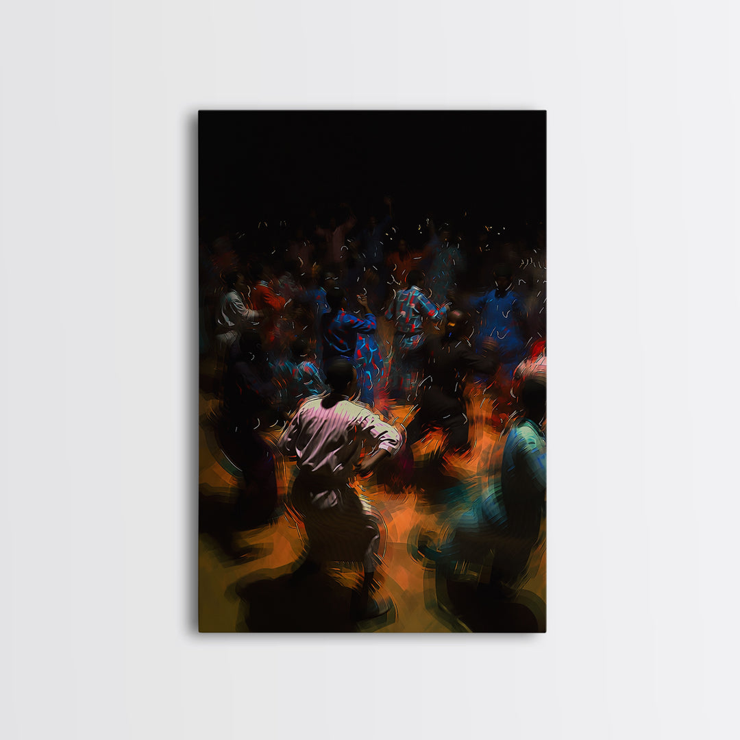 Dark African Dance Floor Celebration Wall Art, Expressive Night Festival Print, Vibrant Cultural Decor, Statement Art Gift