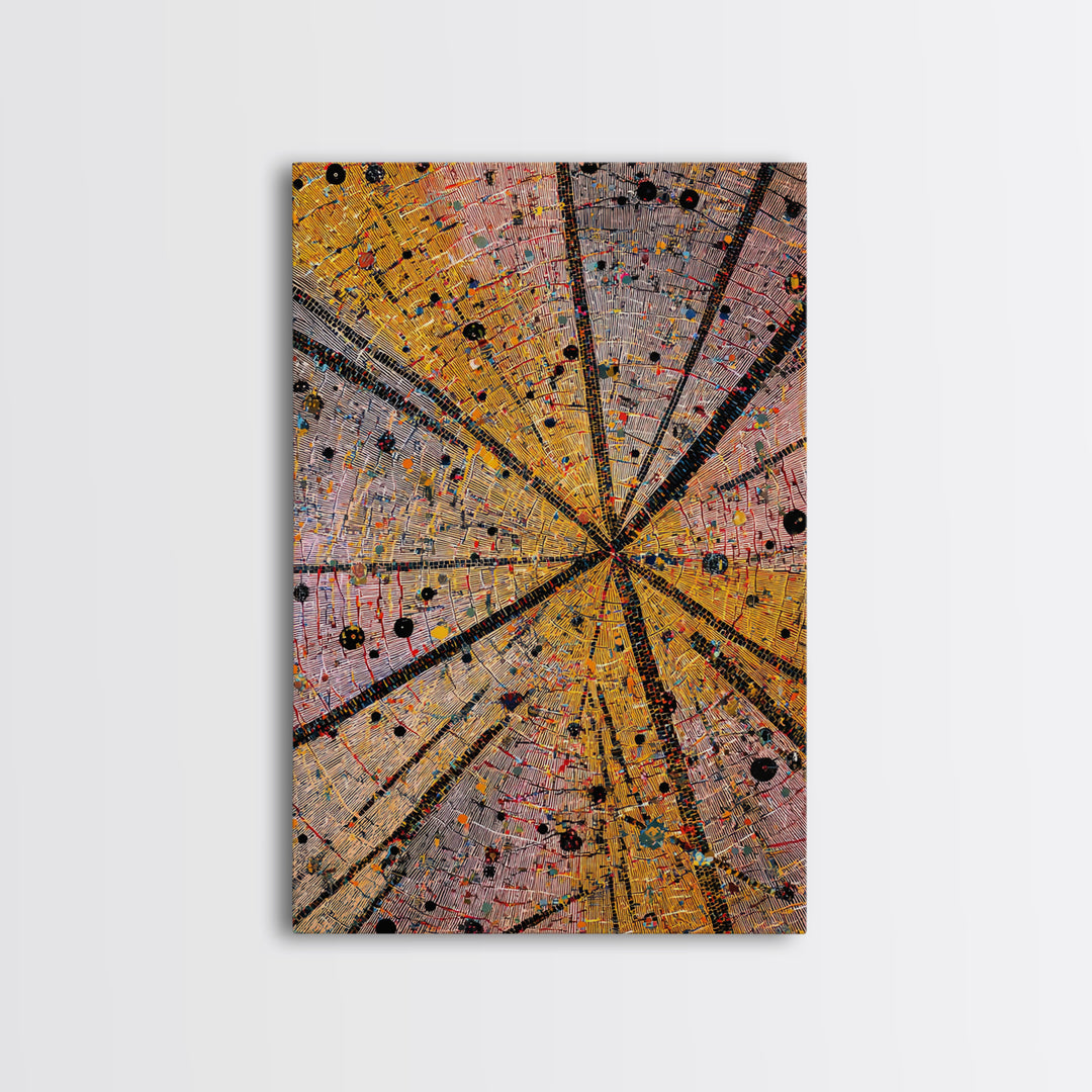 Radiant Orange Tribal Starburst Abstract Wall Art, African Pattern Print, Geometric Afrocentric Decor, Bold Canvas Artwork