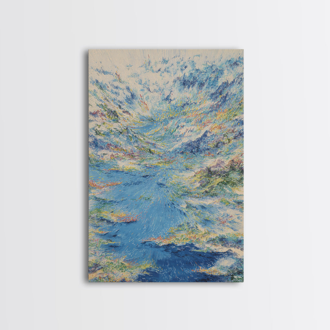 Dreamy Blue Coastal Seascape Canvas Print, Modern African Inspired Art, Ocean Landscape Wall Decor, Serene Gallery Artwork
