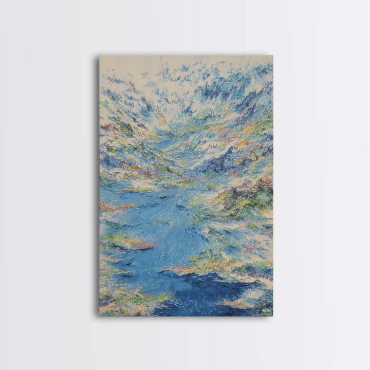Dreamy Blue Coastal Seascape Canvas Print, Modern African Inspired Art, Ocean Landscape Wall Decor, Serene Gallery Artwork