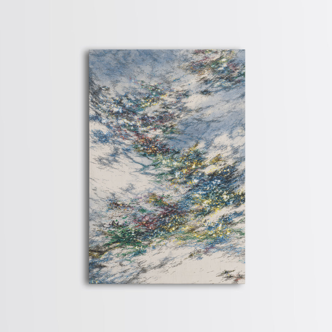 Wind Swept Blue Sky Abstract Wall Art, Dreamy Nature Scene Art, Modern Canvas Decor, Colorful Textured Landscape Fine Art Print