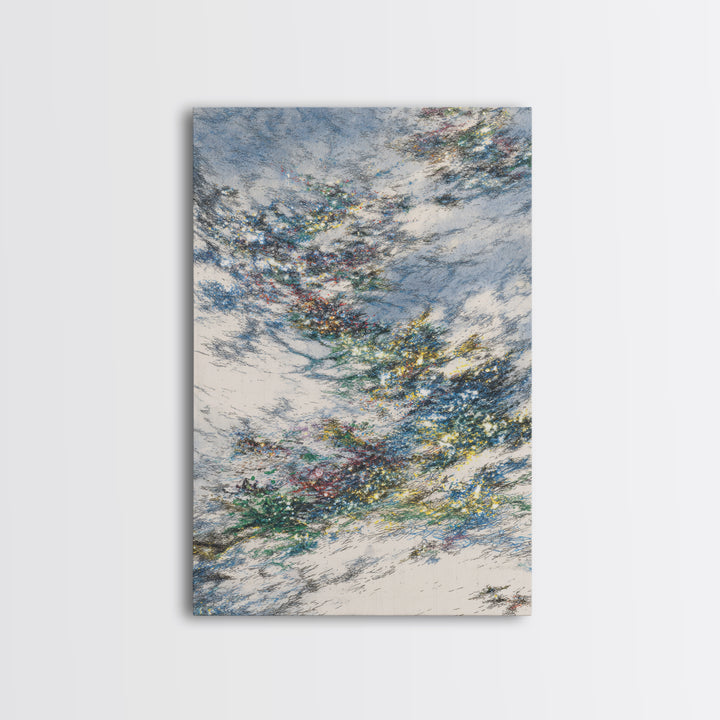 Wind Swept Blue Sky Abstract Wall Art, Dreamy Nature Scene Art, Modern Canvas Decor, Colorful Textured Landscape Fine Art Print