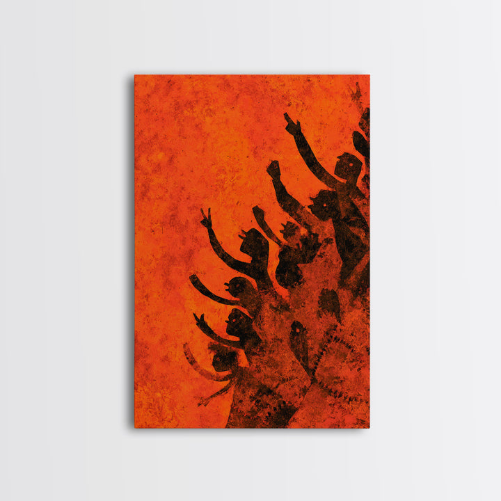 Orange African Dance Silhouettes Wall Art, African Celebration, Black Women Art, Afrocentric Decor, Empowerment Gift For Her