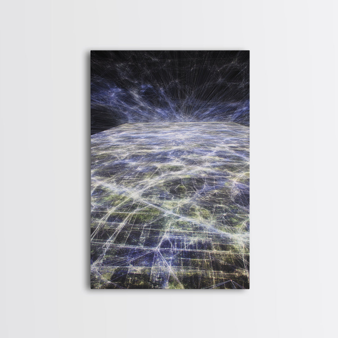 Futuristic Earth Data Horizon Canvas Print, Afrofuturism Decor, Digital Network Art, Modern Space Wall Decor For Office Gift