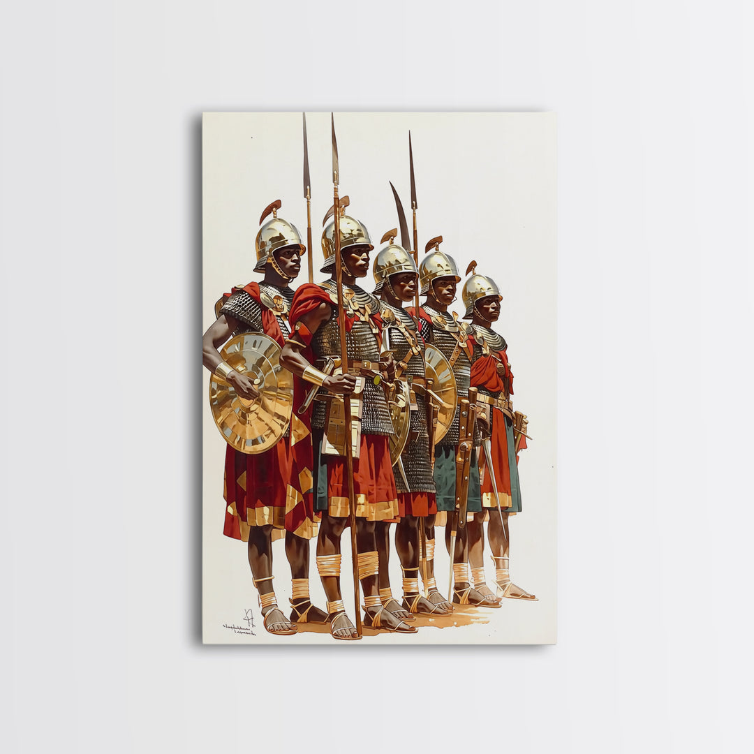 Ancient African Warriors With Spears And Shields Canvas Print, Tribal Warrior Art, Historical Wall Decor, Office Art, Gift For Him