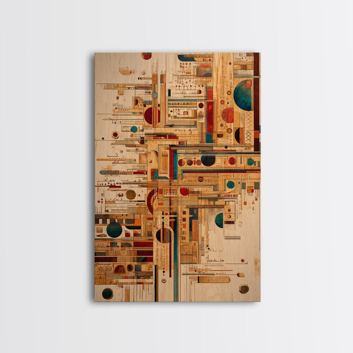 Earth Tone Geometric Tribal Pattern Canvas Print, Abstract African Art, Mid Century Modern Wall Decor, Textile Inspired Art