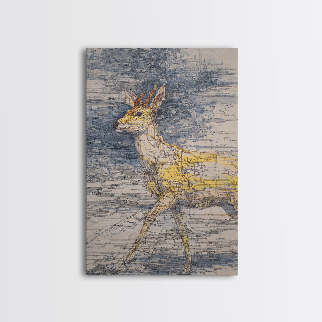 Minimalist Antelope Line Drawing Canvas Print, African Animal Art, Safari Decor, Neutral Wildlife Wall Art, Nature Art Gift