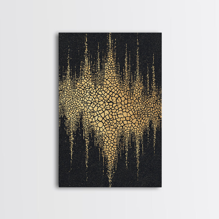 Gold Black Abstract Africa Map Canvas Print, Cracked Mosaic Texture, African Wall Art, Luxury Modern Statement Home Decor Gift