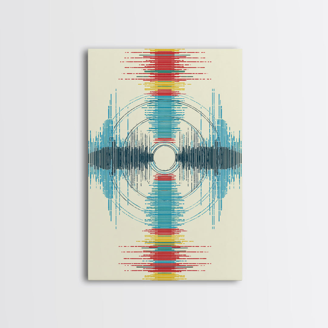 Vibrant Soundwave Circles In Red Blue Yellow Wall Art, Abstract Geometric Print, Modern Office Decor, Digital Art Africa