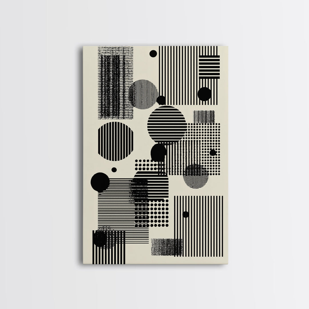 Minimal Black White Circles Stripes And Dots Wall Art, Geometric Wall Art, Minimalist Decor, Abstract Art Print, Modern Home Decor