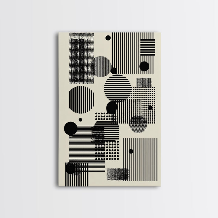 Minimal Black White Circles Stripes And Dots Wall Art, Geometric Wall Art, Minimalist Decor, Abstract Art Print, Modern Home Decor