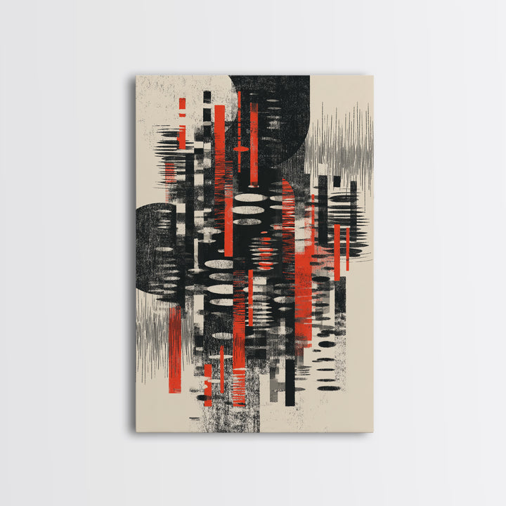 Black Red Textured Marks On Cream Wall Art, African Art Abstract, Modern Black Art, Statement Wall Art, Home Decor, Artistic Gift