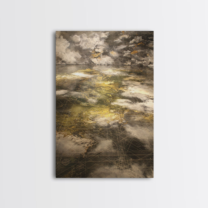 Atmospheric Gold Cloudscape Wall Art, Abstract African Art, Earth Tone Wall Art, Luxury Canvas Print, Modern Home Decor Gift
