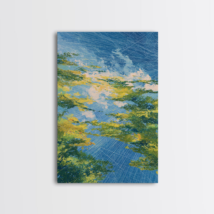 Blue Green Abstract African Landscape Canvas Print, Modern Wall Art, Nature Scene Art, Textured Home Decor For Living Room
