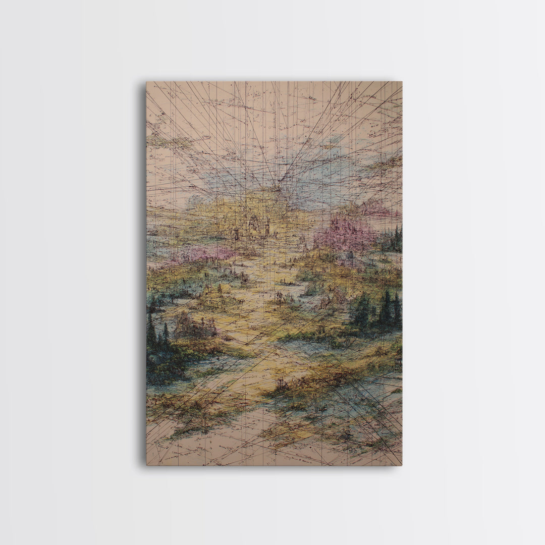 Pastel Pathway Abstract Wall Art, Dreamy Landscape Print, Modern Office Decor, Textured Blue Pink Large Canvas, Home Decor Gift