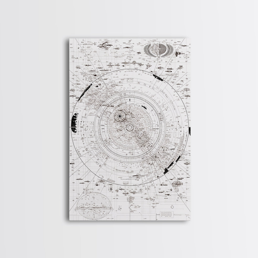 Intricate White Celestial Star Map Diagram Wall Art, Astronomy Blueprint Poster, Minimalist Office Decor, Cosmic Digital Print