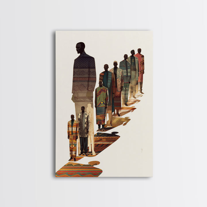 Elegant African Men In Patterned Robes, Wall Art, African Fabric, Afrocentric Art, Cultural Art Print, Heritage Portrait